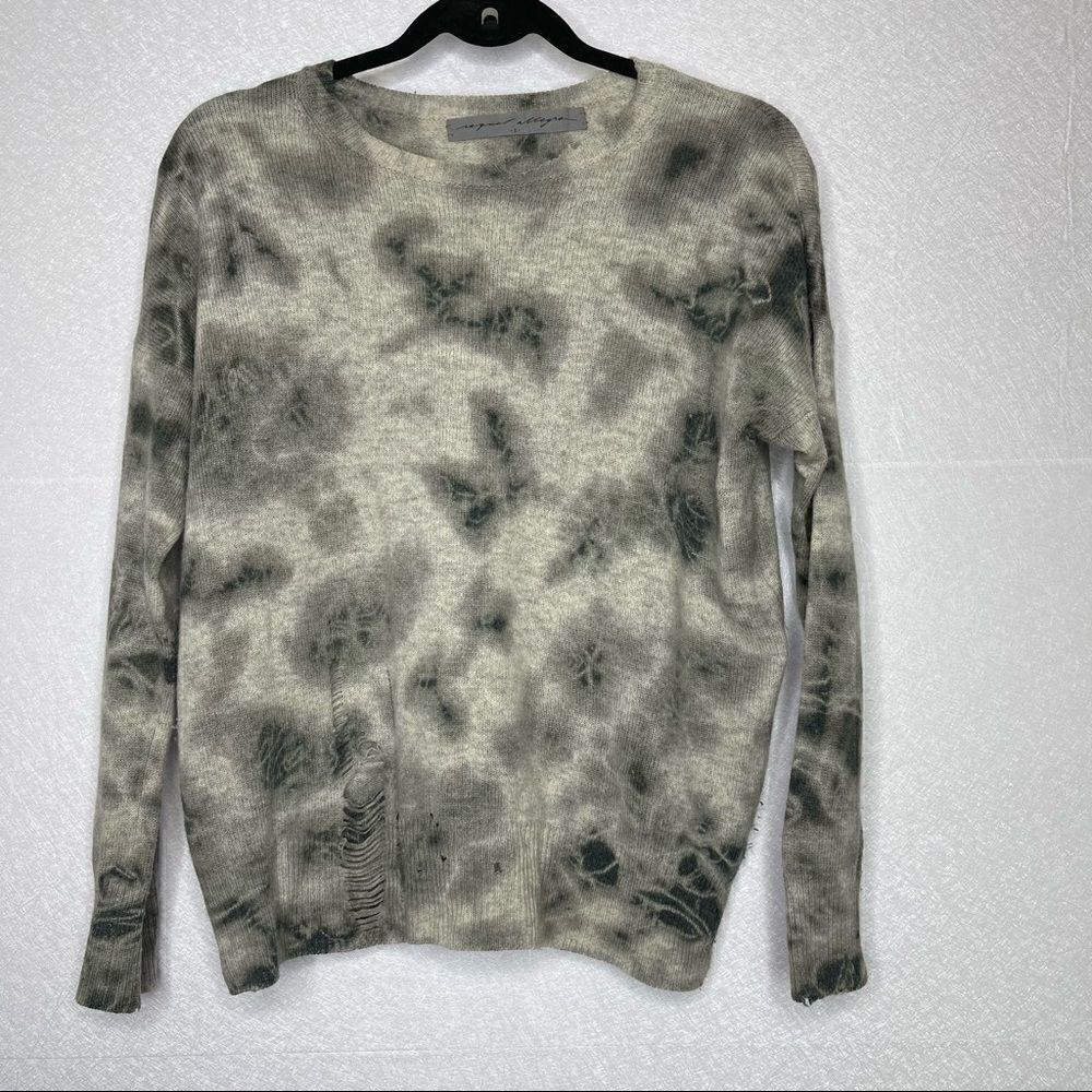 𝅺RAQUEL Allegra Distressed Cashmere Blend Pullover Tie Dye Sweater